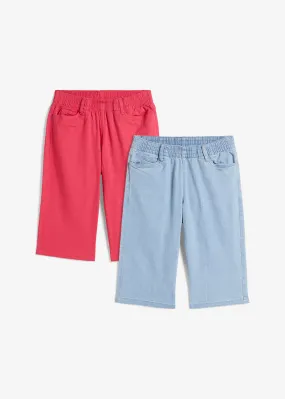 Bermudas elásticas (2 unidades) Rosa oscuro + azul blanqueado