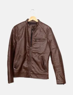 Bershka Chaqueta biker marrón