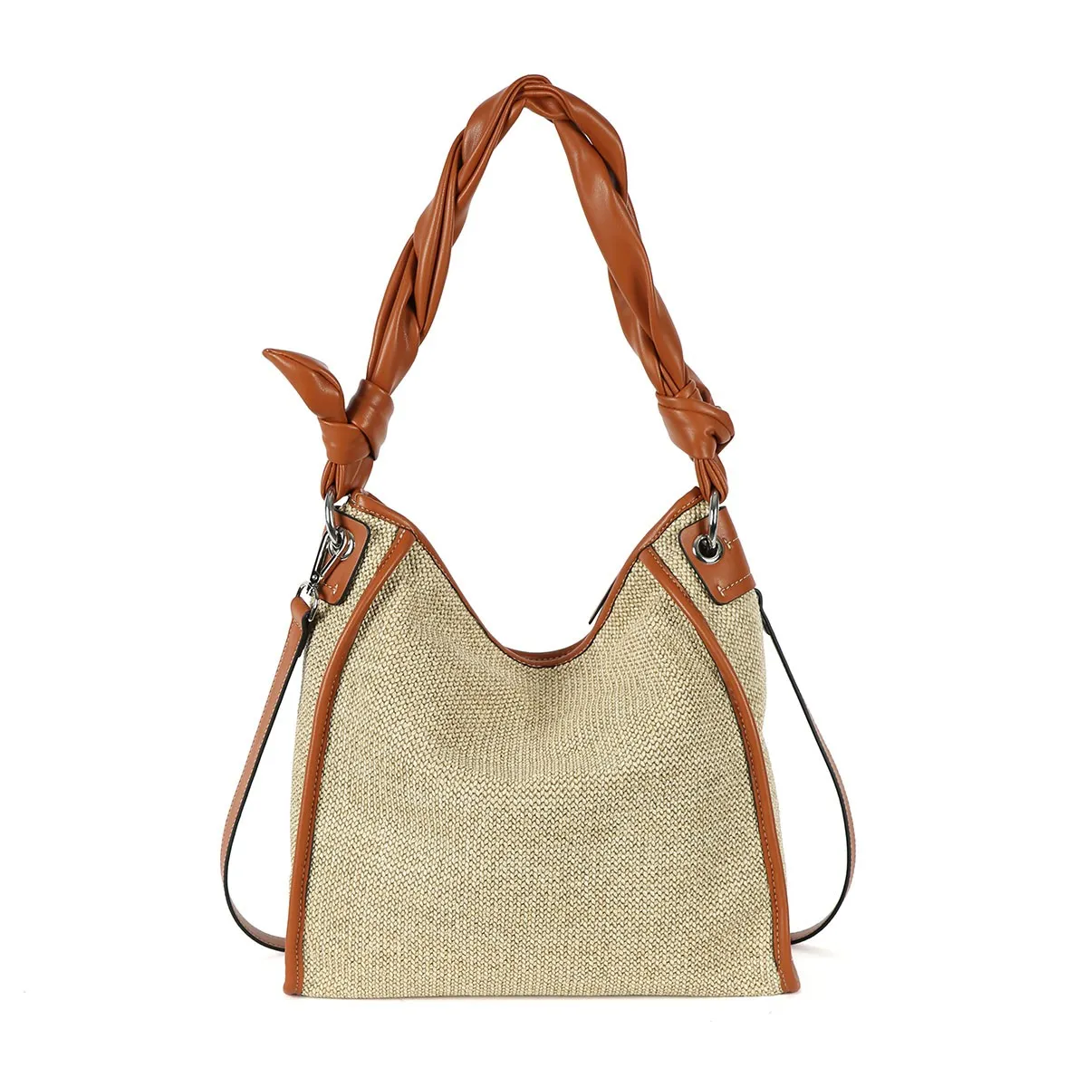 Bolso Binnari de hombro en rafia Violeta, beige y negro Cnp19241