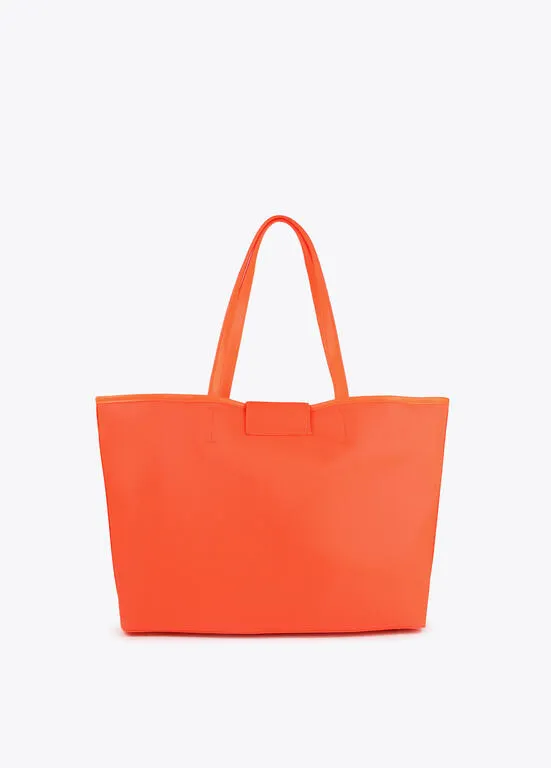 Bolso shopper nylon fluor detalle placa LOLA NARANJA Lola Casademunt