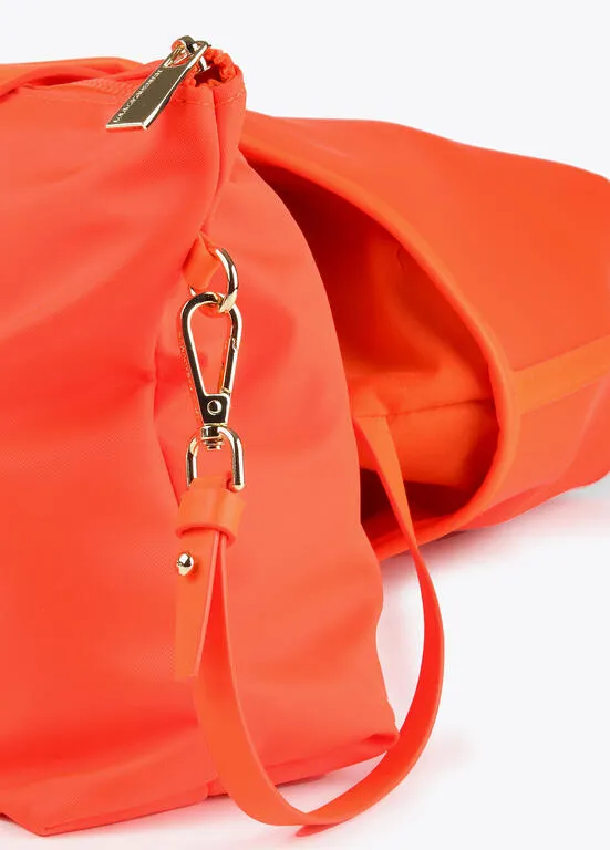 Bolso shopper nylon fluor detalle placa LOLA NARANJA Lola Casademunt