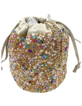 BOLSOS FIESTA DORADOS CON PEDRERIA LIMOSNERA JOYA CON PRECIOSO COLORIDO