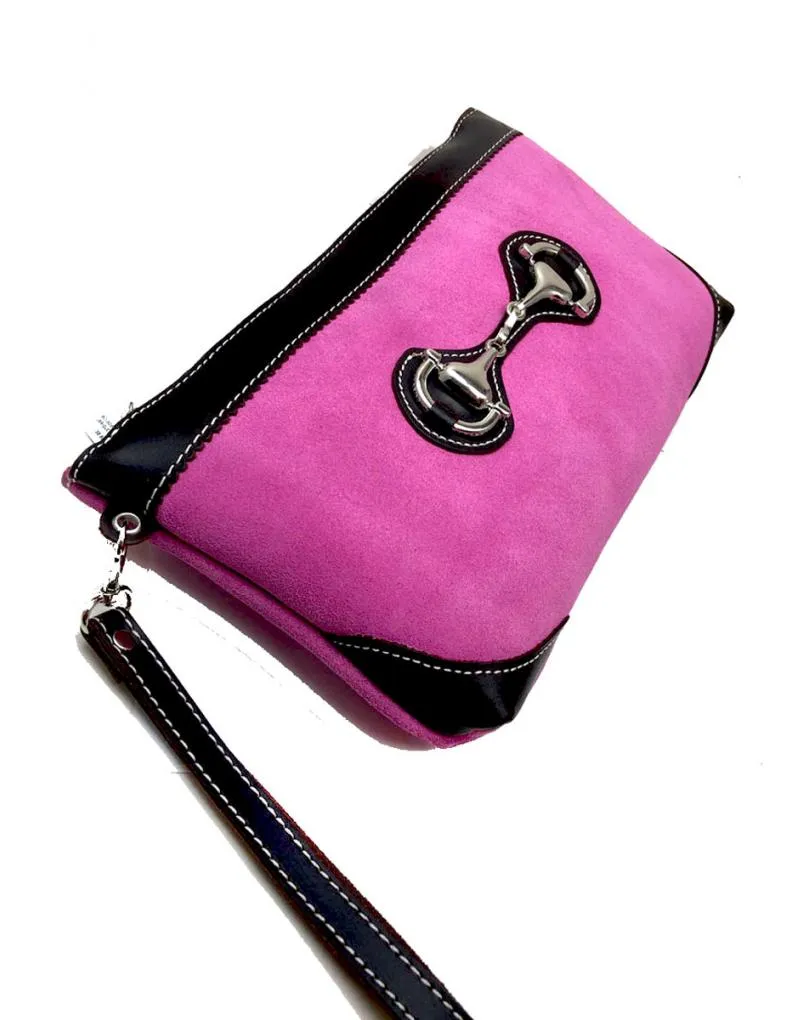 BOLSOS PIEL DE UBRIQUE FUCSIA ACABADO TAURINO CON ESTRIBO