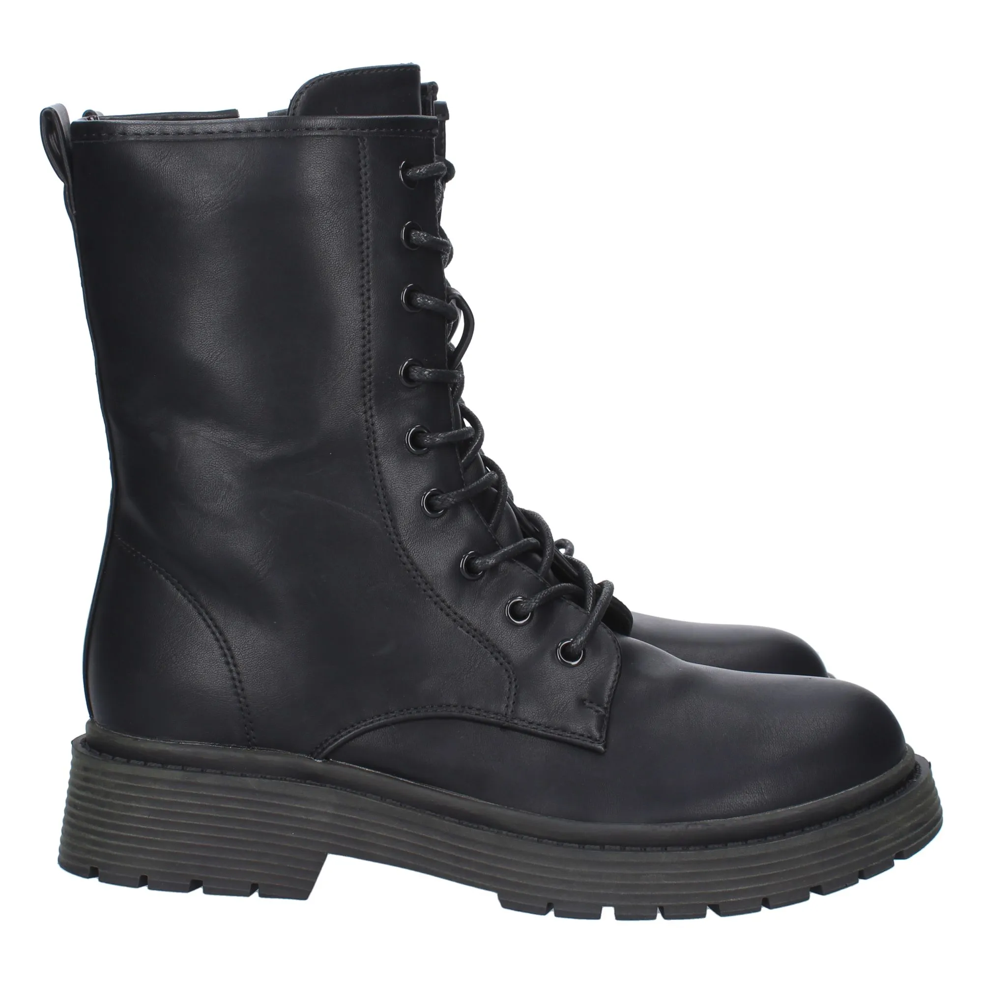 Botas estilo militar cierre de lazos mujer color negro