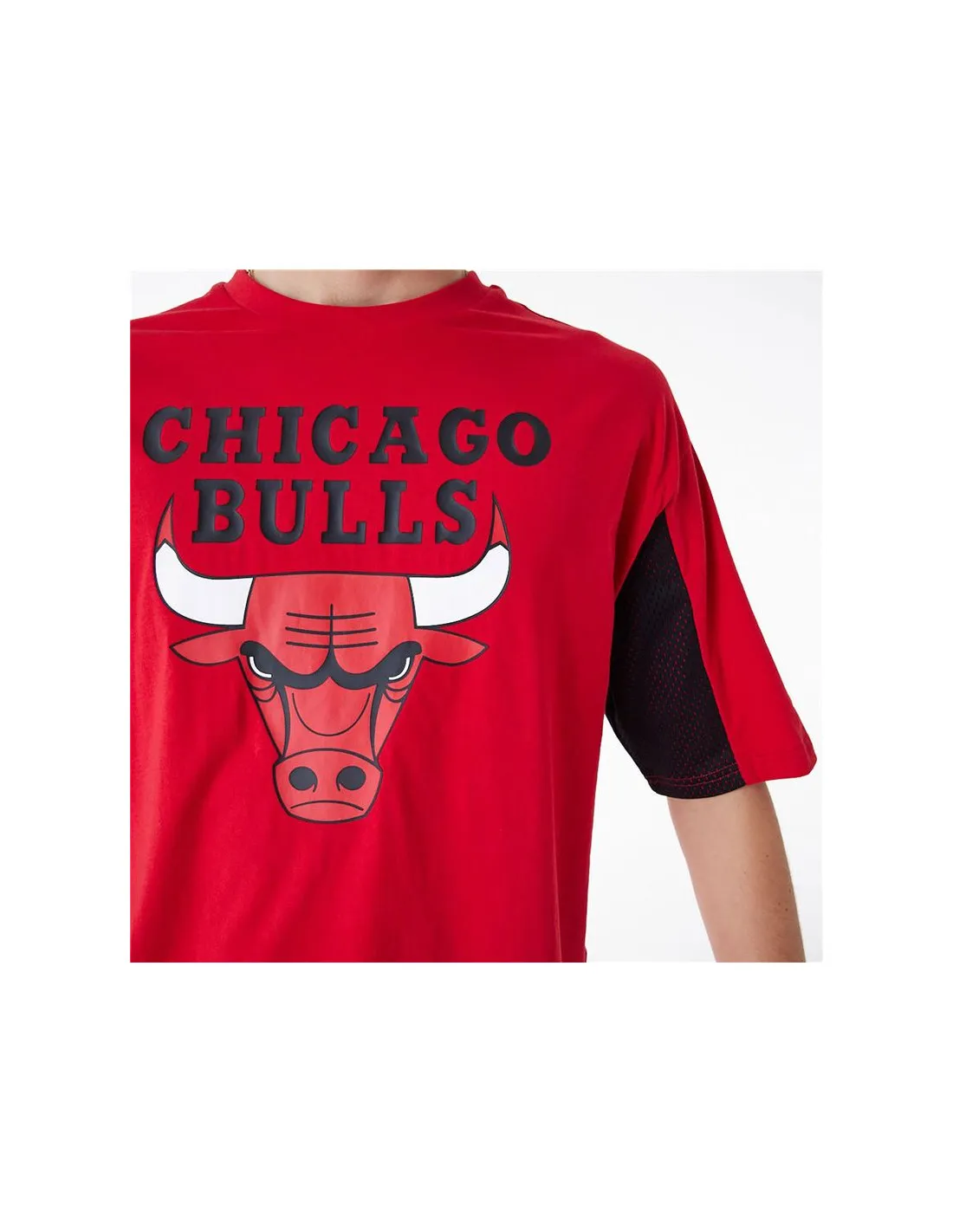 Camiseta New Era Nba Panel Oversized Chicago Bulls Rojo Hombre