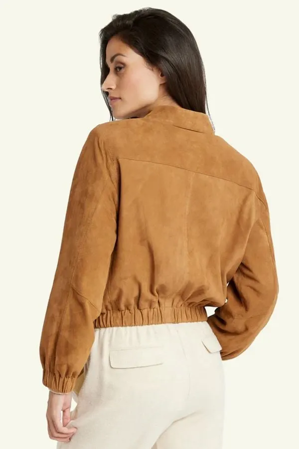 Chaqueta Mujeres Serge Pariente Clotilde Goat Suede Cognac