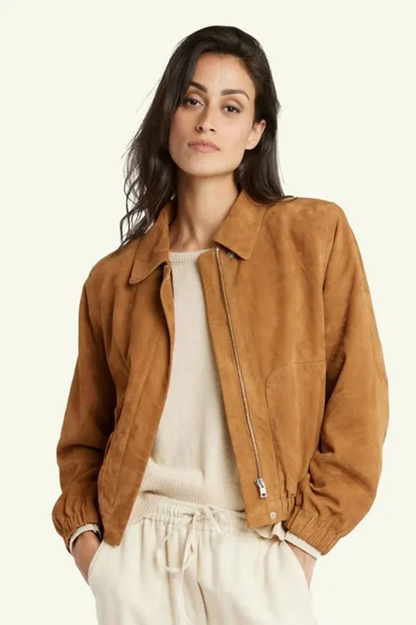 Chaqueta Mujeres Serge Pariente Clotilde Goat Suede Cognac