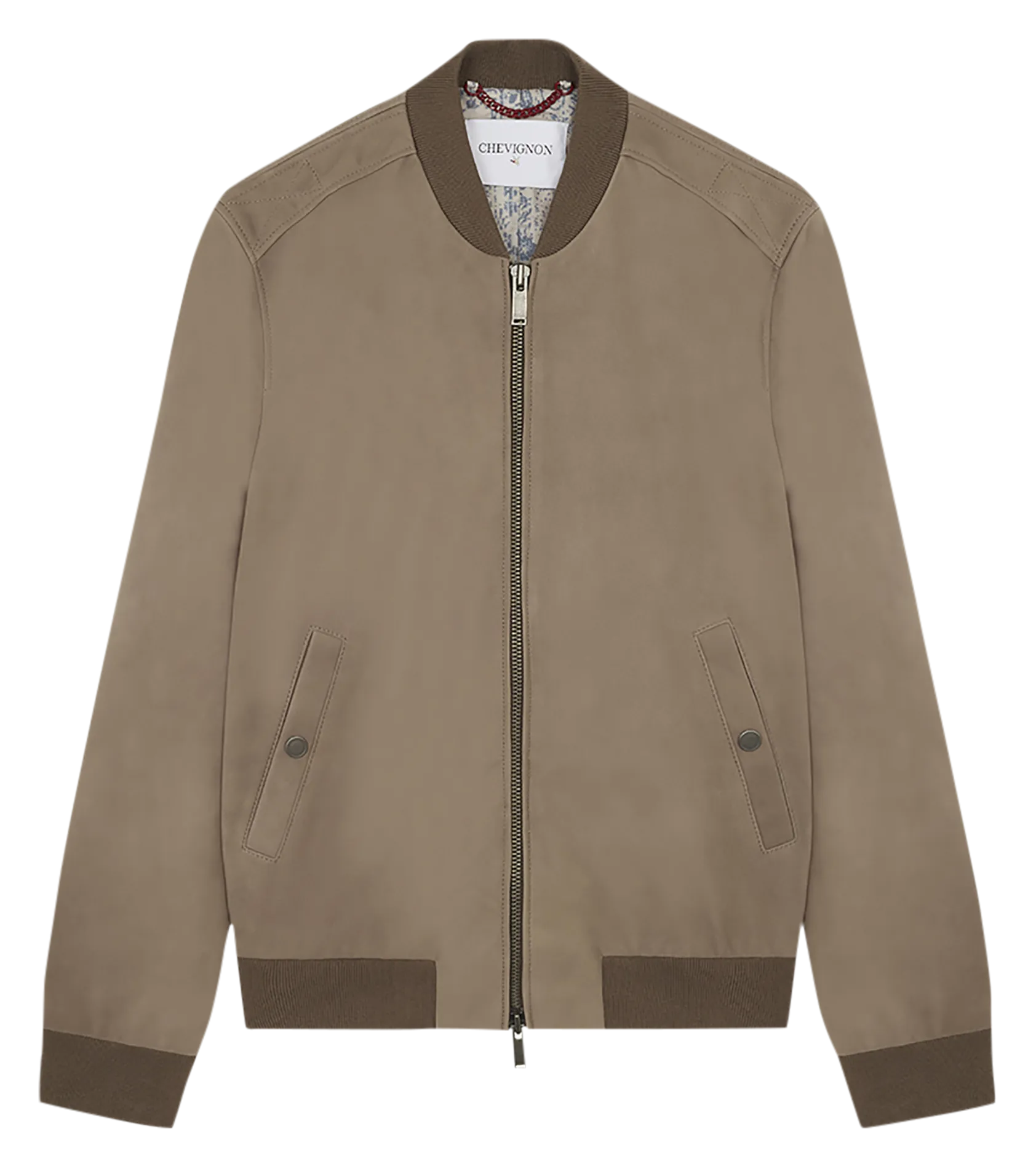 CHEVIGNON TEDDY APOCALYPSE - Chaqueta tipo bomber de cuero aterciopelado en beige