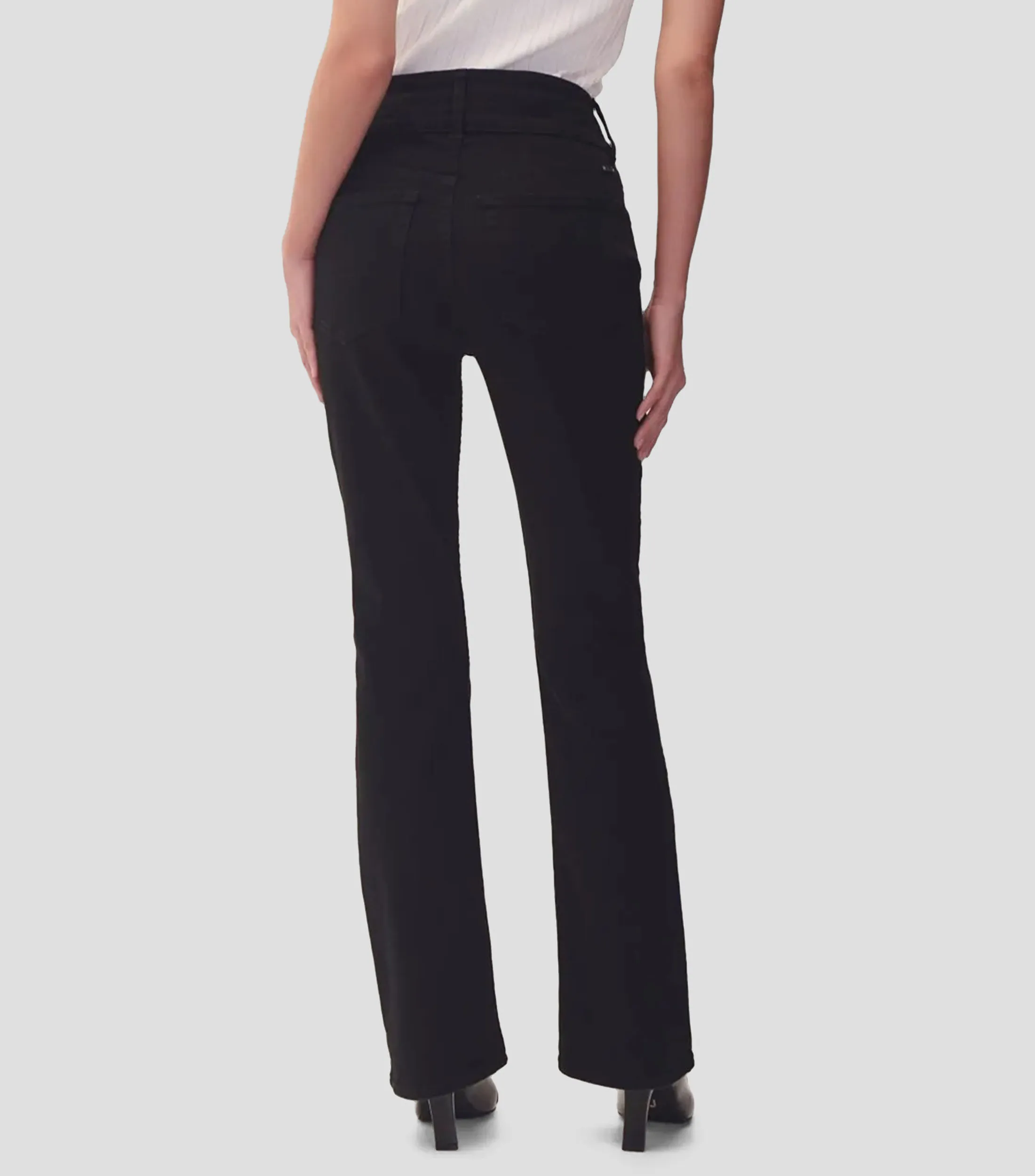 Julio Jeans Acampanados Negros Tiro Alto Doble Pretina Mujer