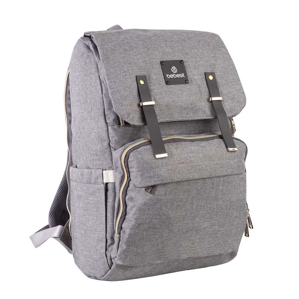 Mochila Maternal Pañalera Gris Bebesit