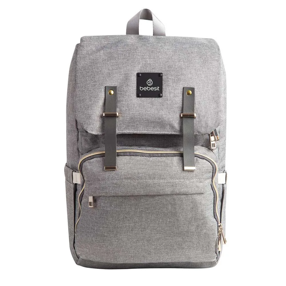 Mochila Maternal Pañalera Gris Bebesit