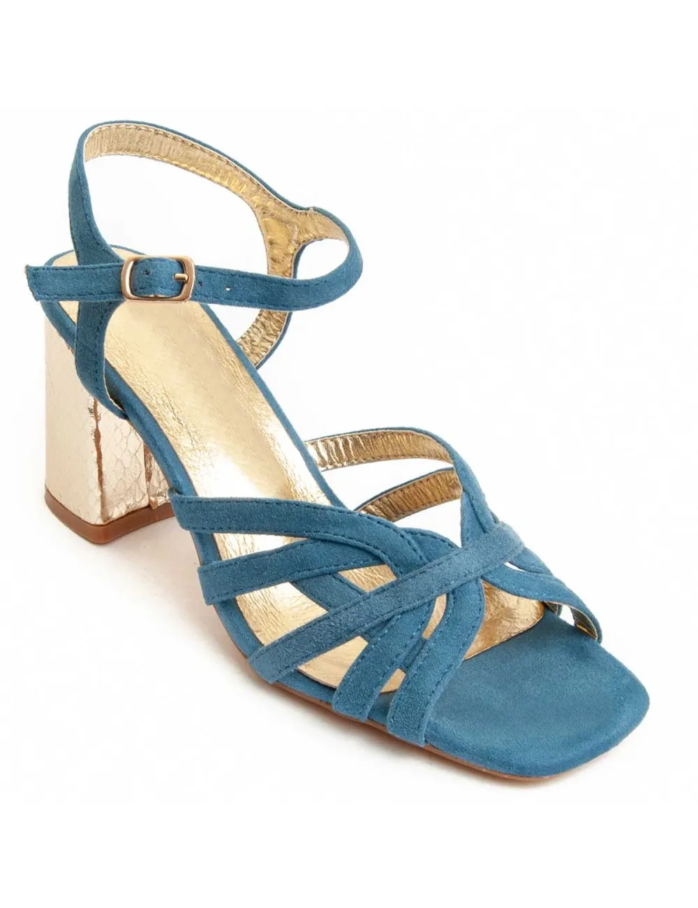 Sandalia Con Tacon Para Mujer.  Montevita  Sanndal25  91754 Azul