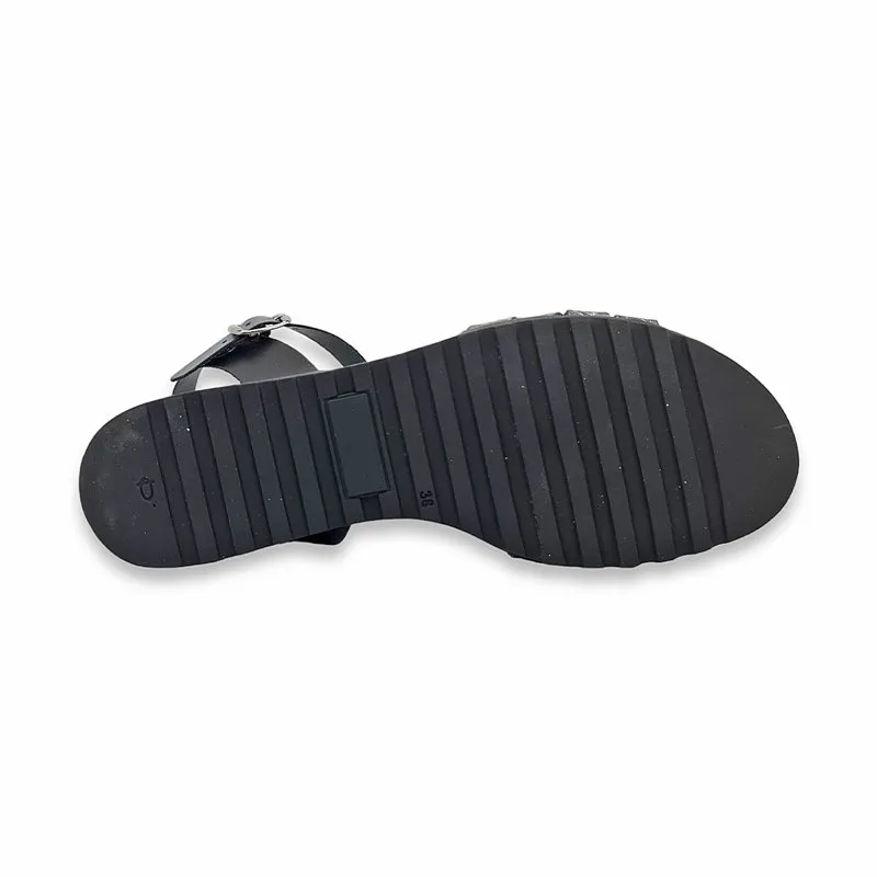 Sandalias Comfort Cuña Baja Mujer Piel Plantilla Acolchada 291 Negro, de Amelie