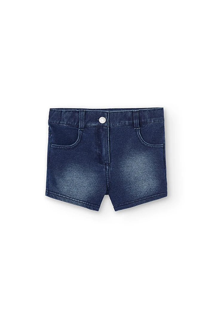 Short felpa denim de niña color azul