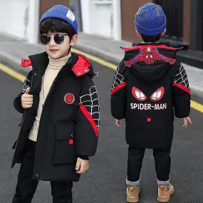 Spider-man Chaqueta con capucha Niños abrigo cálido de invierno