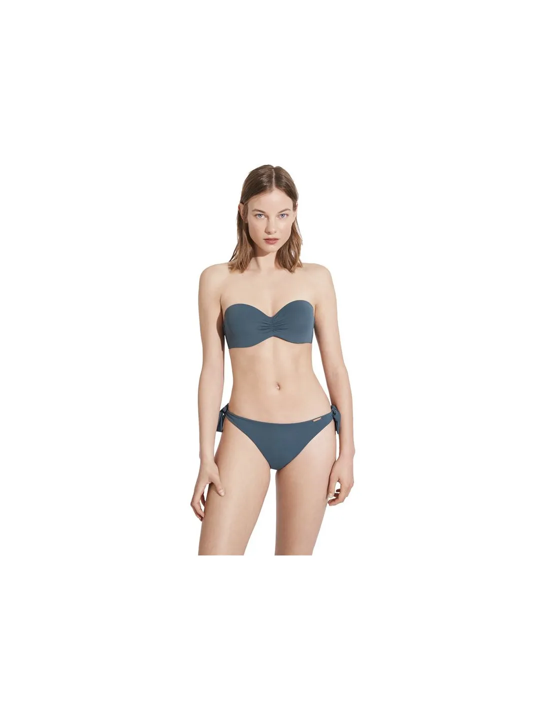 Top bikini Ysabel Mora Bandeau Push-Up Copa B Azul