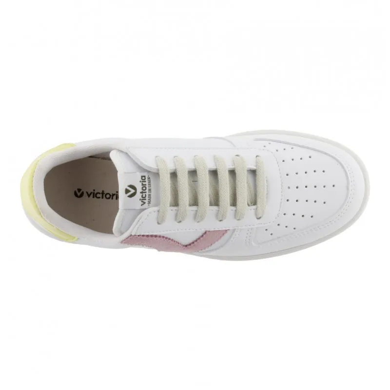 VICTORIA 1258201Blanco Cuarzo y Rosa deportivo cordones mujer