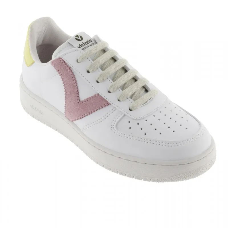 VICTORIA 1258201Blanco Cuarzo y Rosa deportivo cordones mujer