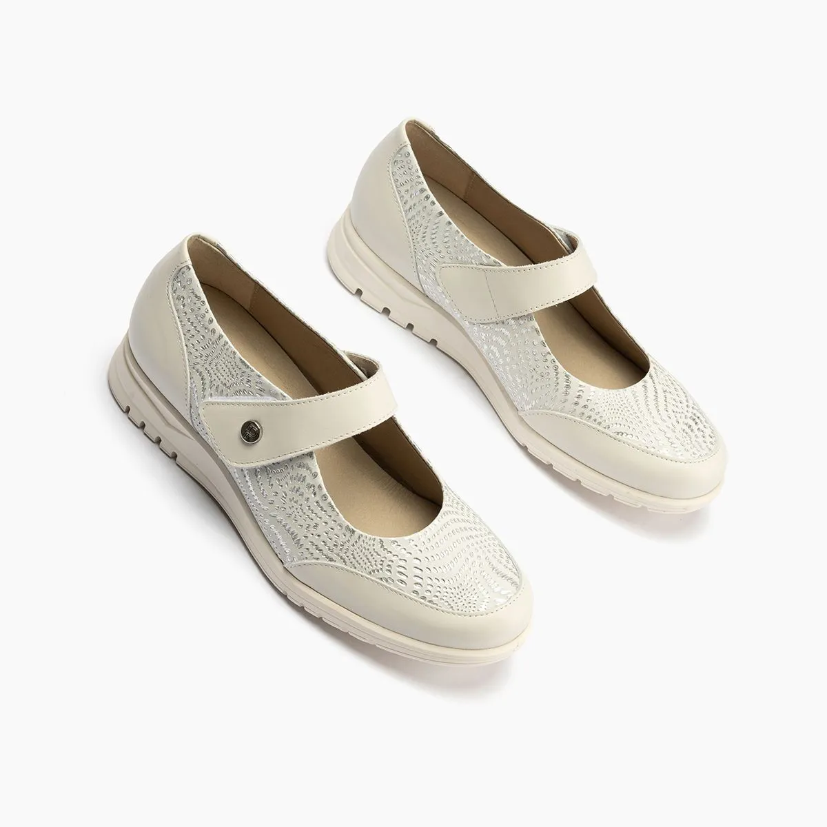 Zapato Mercedes para mujer Pitillos blanco con velcro P2823