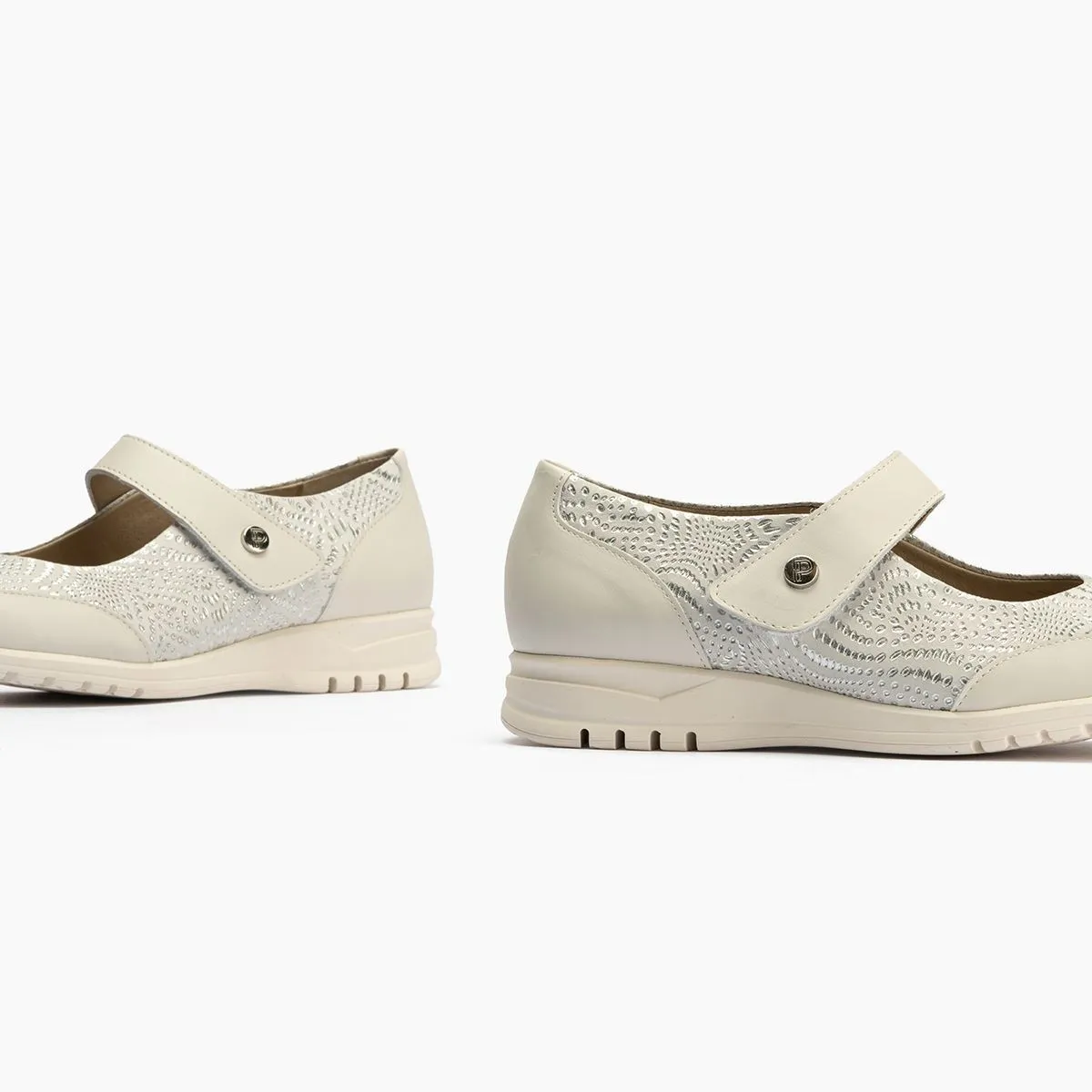 Zapato Mercedes para mujer Pitillos blanco con velcro P2823