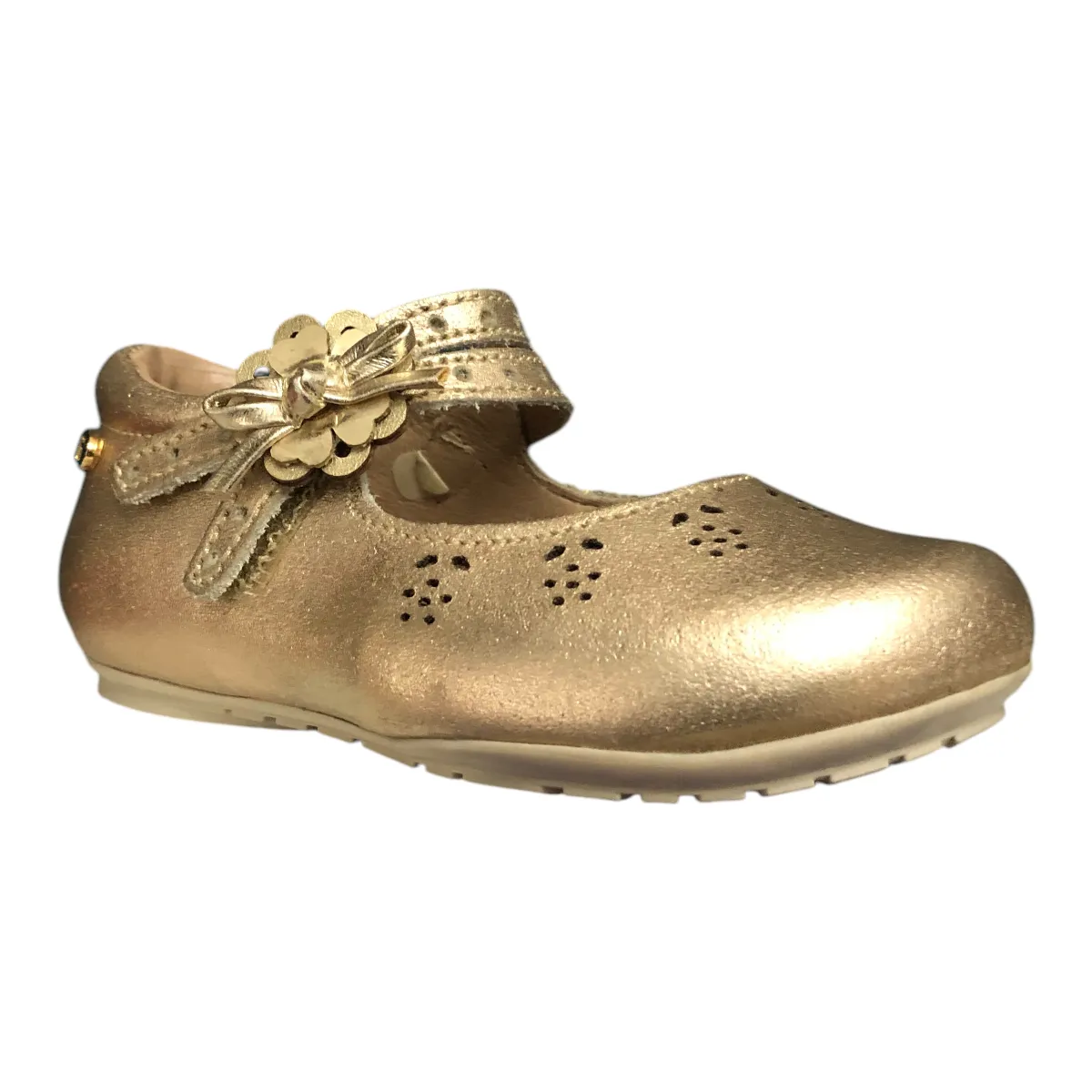 Zapato Piel Oro Para Niña COQUETA